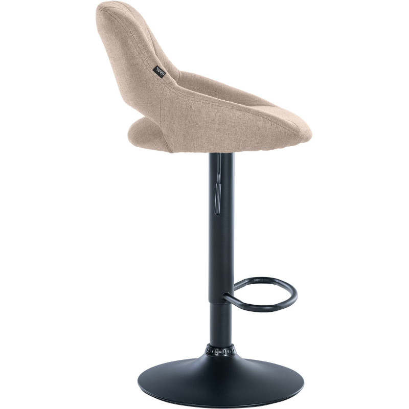 Tabouret de bar Milet, tissu noir taupe