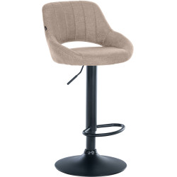 Tabouret de bar Milet, tissu noir taupe