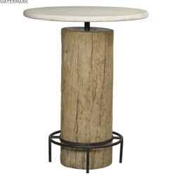Table Home ESPRIT Blanc Naturel Marbre bois de teck 90 x 90 x 114 cm
