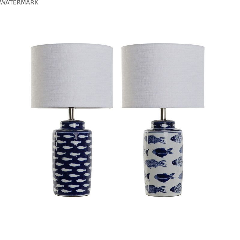 Lampe de bureau Home ESPRIT Bleu Blanc Céramique 50 W 220 V 28 x 28 x 49 cm (2 Unités) Lampe de bureau Home ESPRIT Bleu Blanc Céramique 50 W 220 V 28 x 28 x 49 cm (2 Unités)