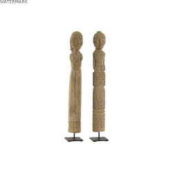 Figurine Décorative Home ESPRIT Naturel 7,5 x 7,5 x 50 cm Statue (2 Pièces)