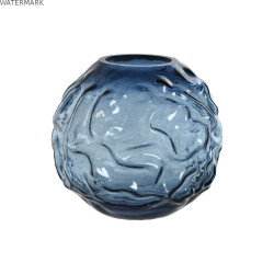 Vase Home ESPRIT Bleu Verre Moderne 21,5 x 21,5 x 19 cm