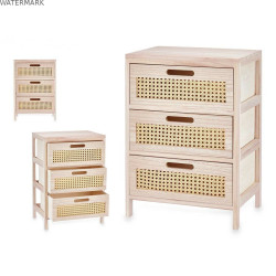 Caisson à Tiroirs Rattan Naturel 40 x 58 x 29 cm 3 tiroirs