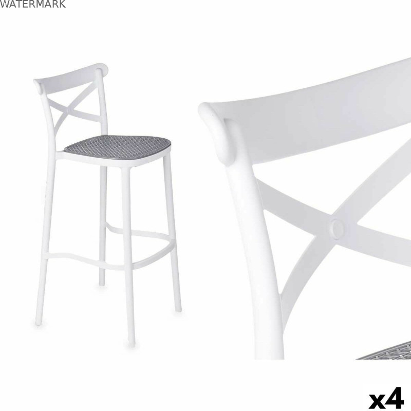 Tabouret PC-175B Blanc Gris polypropylène Rotin 41 x 103 x 52,5 cm (4 Unités)