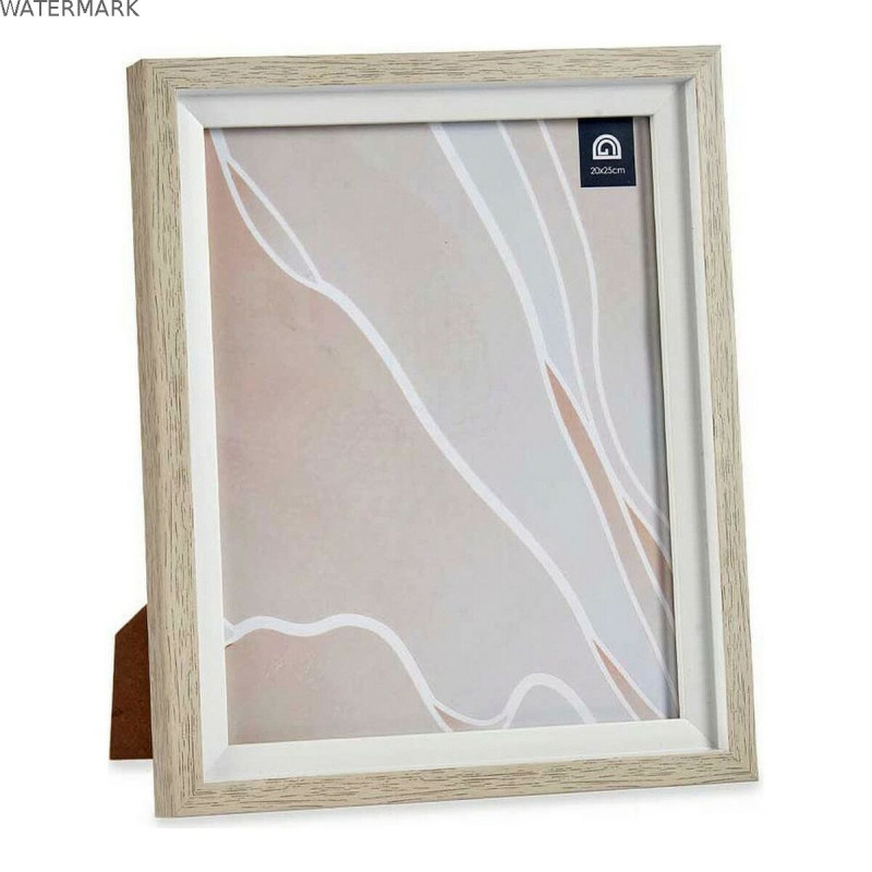 Cadre photo Marron Blanc 24 x 2 x 29 cm Verre Beige Plastique