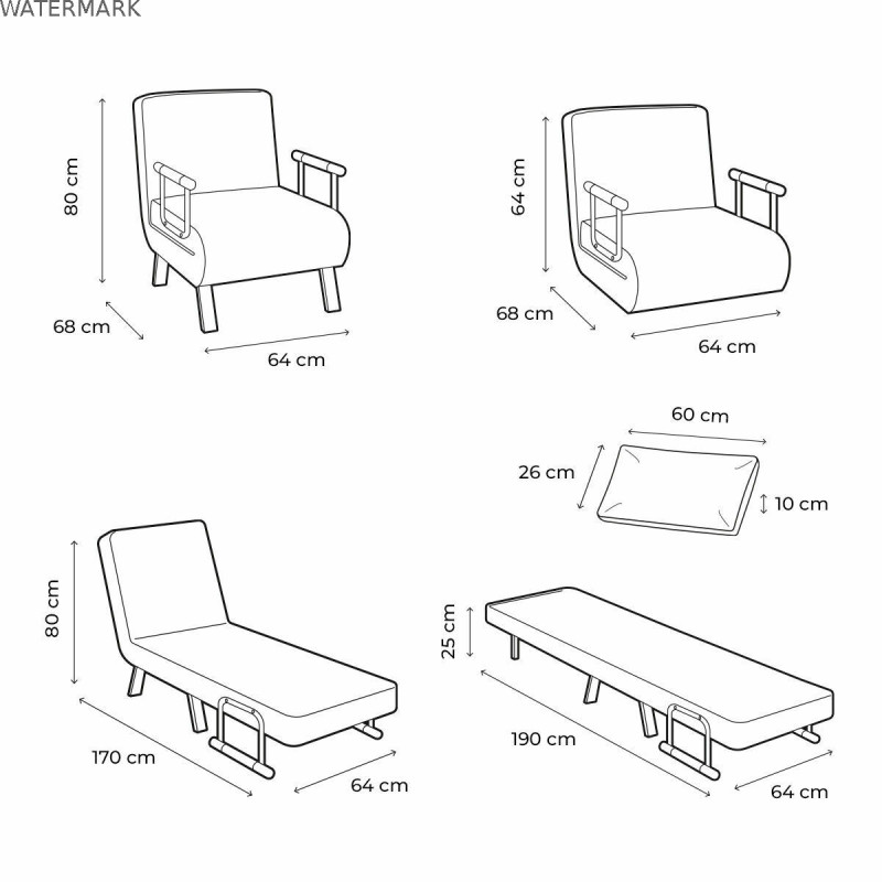 Canapé-lit Convertible Simple 4 en 1 InnovaGoods (Reconditionné B)