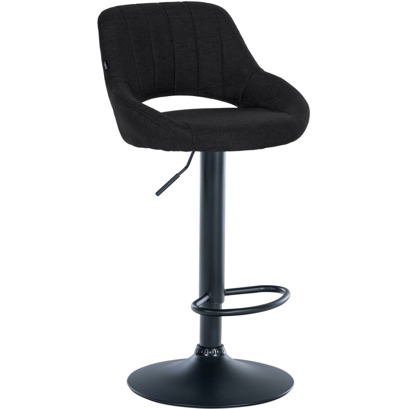 Tabouret de bar Milet, tissu noir noir