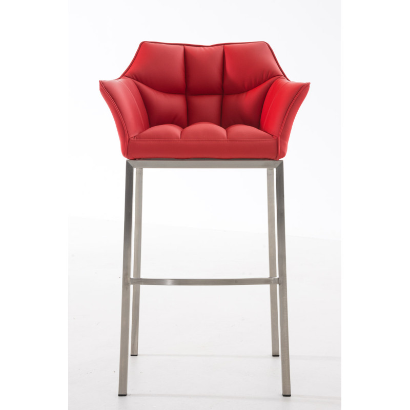 Tabouret de bar Damaso E avec structure à 4 pieds rouge