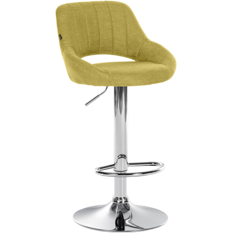 Tabouret de bar Milet, tissu, chrome vert