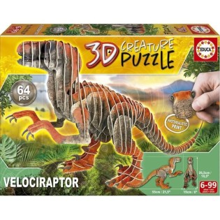 Puzzle 3D - EDUCA - Velociraptor - Dessins animés et BD - Moins de 100 pieces - Orange