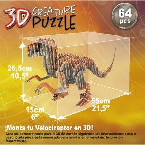 Puzzle 3D - EDUCA - Velociraptor - Dessins animés et BD - Moins de 100 pieces - Orange