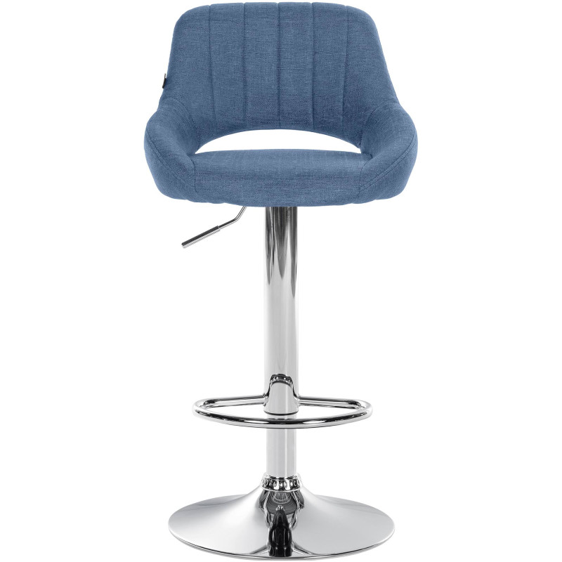 Tabouret de bar Milet, tissu, chrome bleu