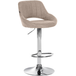 Tabouret de bar Milet tissu chrome taupe