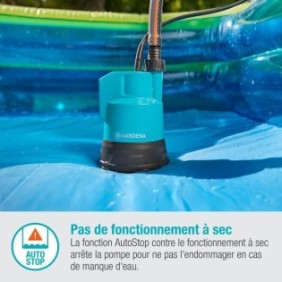 GARDENA Pompe immergée eau claire 200/2 Li-ion 18V P4A– Débit max 2000l/h é pression max 2bar – Extension garantie 5 ans (14600-