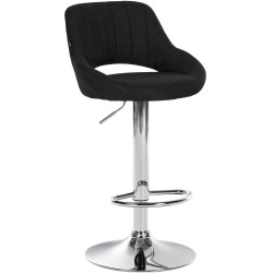 Tabouret de bar Milet, tissu, chrome noir