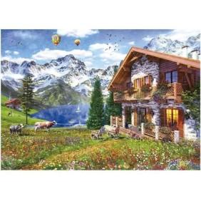 Puzzle paysage et nature - EDUCA - CHALET ALPIN - 4000 pieces - Sachet de colle inclus