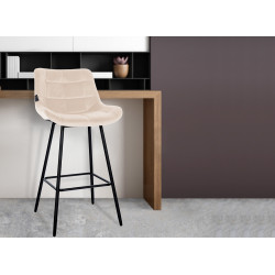 Tabouret de bar Weston en velours crème