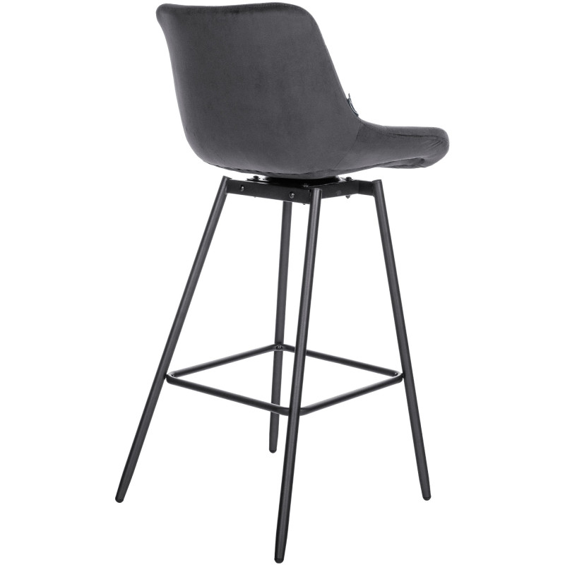 Tabouret de bar pivotant en velours Weston gris foncé