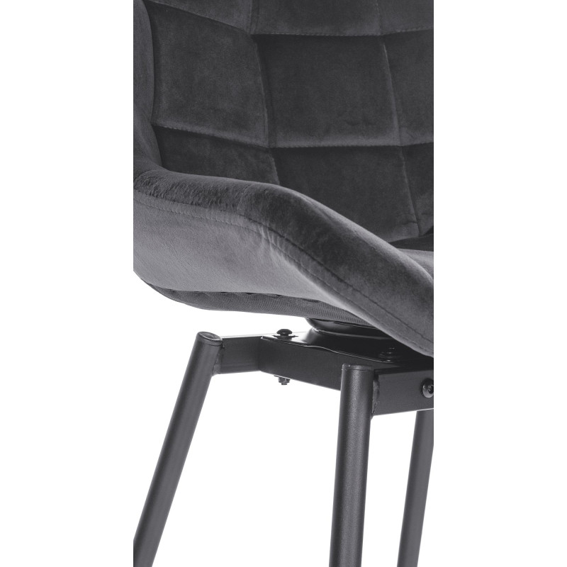 Tabouret de bar pivotant en velours Weston gris foncé