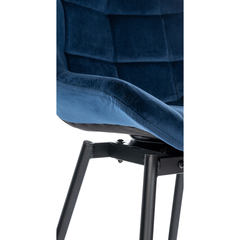 Tabouret de bar pivotant en velours Weston bleu