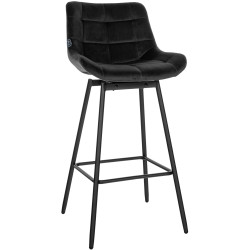 Tabouret de bar pivotant en velours Weston noir