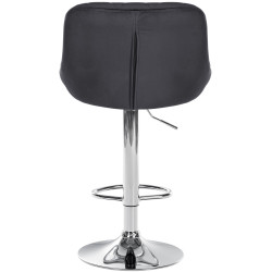 Tabouret de bar Lazio velours chrome gris foncé