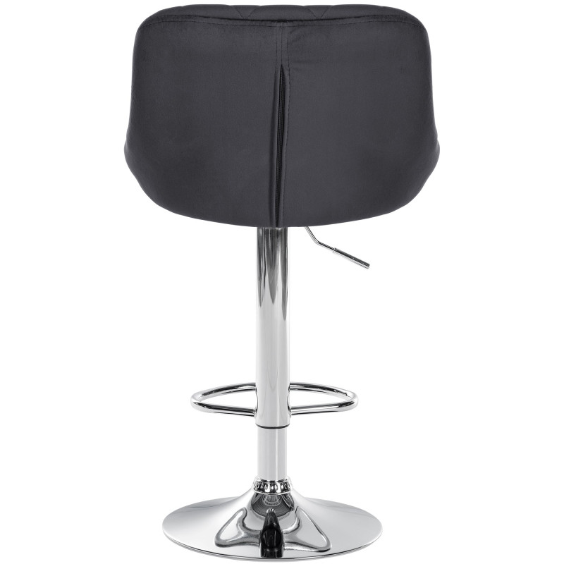 Tabouret de bar Lazio velours chrome gris foncé