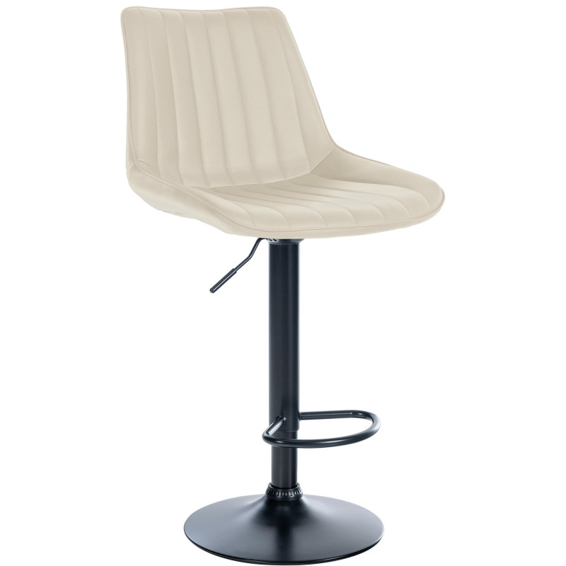 Tabouret de bar Toni, similicuir noir crème