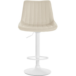 Tabouret de bar Toni simili cuir blanc crème