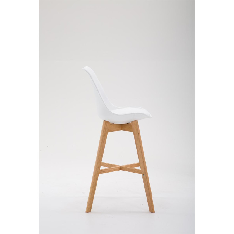 Tabouret de bar Cannes, plastique, finition naturelle blanc