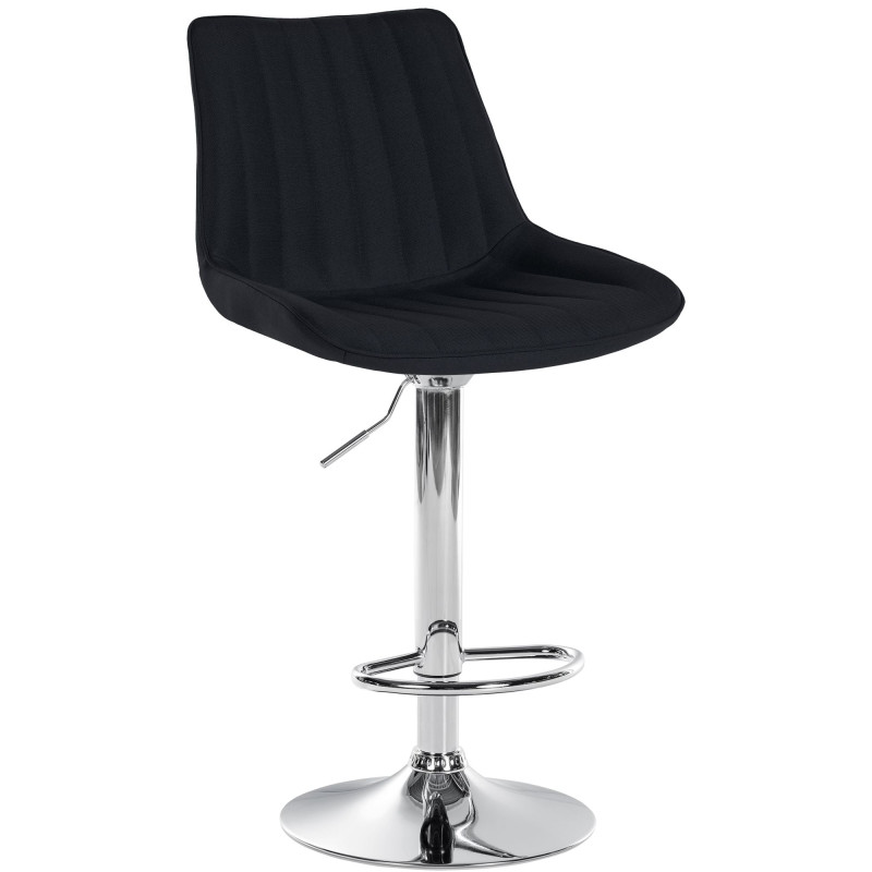 Tabouret de bar Toni, tissu, chrome noir