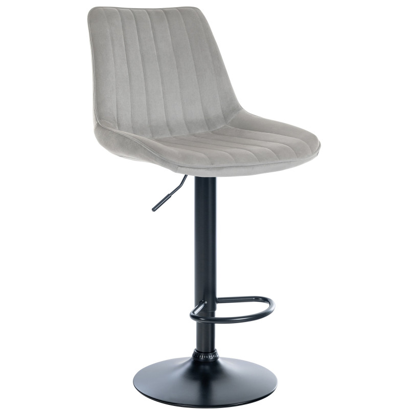 Tabouret de bar Toni velours noir gris