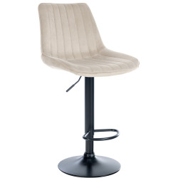 Tabouret de bar Toni velours noir crème