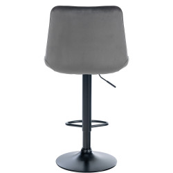 Tabouret de bar Toni en velours noir gris foncé
