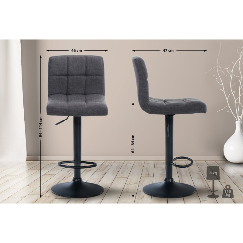 Tabouret de bar Calma en tissu noir