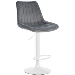 Tabouret de bar Toni velours blanc gris foncé