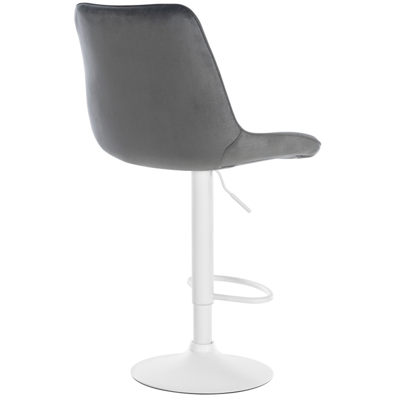 Tabouret de bar Toni velours blanc gris foncé