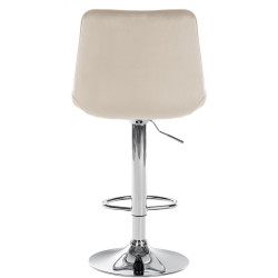 Tabouret de bar Toni en velours, chromé crème