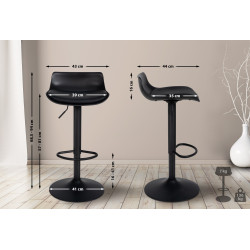 Tabouret de bar Aveiro en similicuir noir