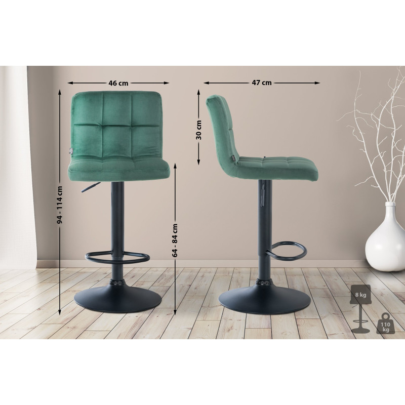 Tabouret de bar Pérou en velours noir