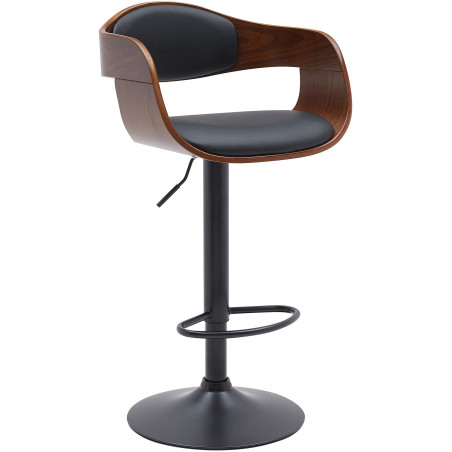 Tabouret de bar Kingston B, similicuir noyer/noir