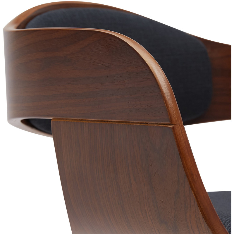 Tabouret de bar Kingston B tissu noyer/noir