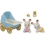 Figurines miniatures - SYLVANIAN FAMILIES - Les jumeaux Lapin Chocolat et leur poussette double