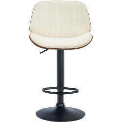 Tabouret de bar Nova simili cuir noir noyer/crème