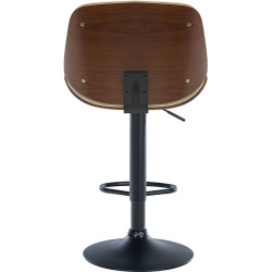 Tabouret de bar Nova simili cuir noir noyer/crème