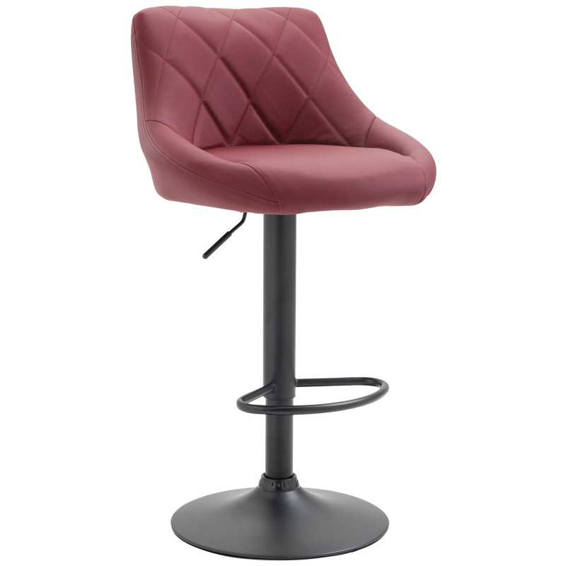 Tabouret de bar Lazio en similicuir noir Bordeaux rouge