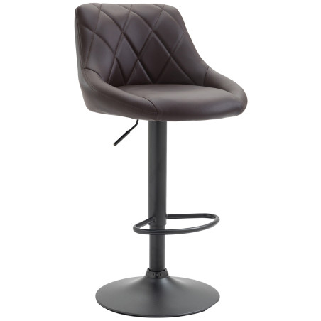 Tabouret de bar Lazio en similicuir noir brun