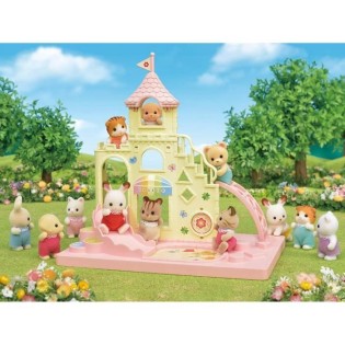 SYLVANIAN FAMILIES - 5319 - Le Château des Bébés - La Creche, l'École - Bébé Lapin Chocolat - Mixte - 3 ans