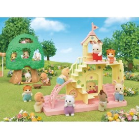 SYLVANIAN FAMILIES - 5319 - Le Château des Bébés - La Creche, l'École - Bébé Lapin Chocolat - Mixte - 3 ans