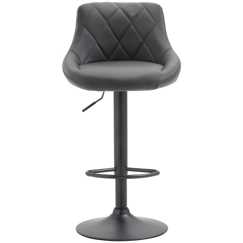 Tabouret de bar Lazio en similicuir noir gris
